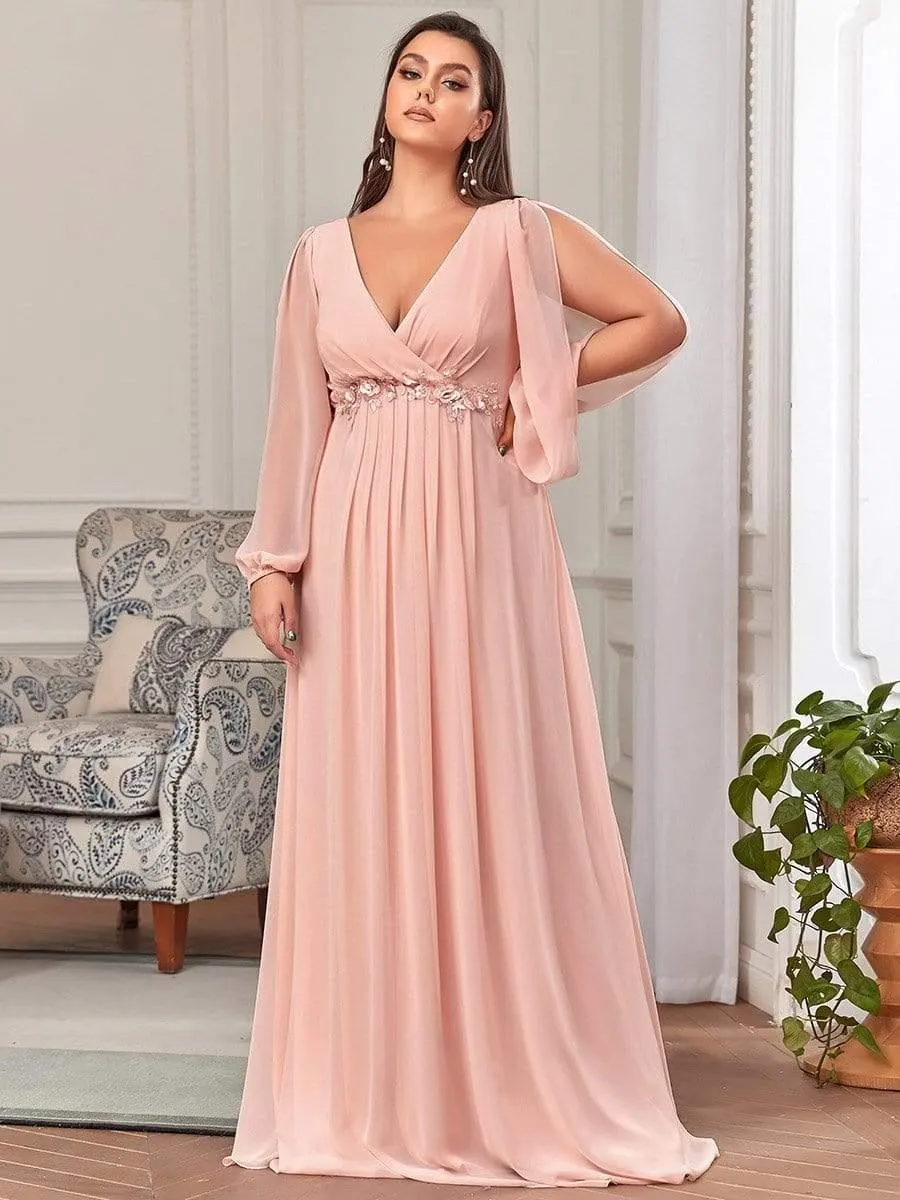 Robe de soirée longue et élégante avec manches lanternes