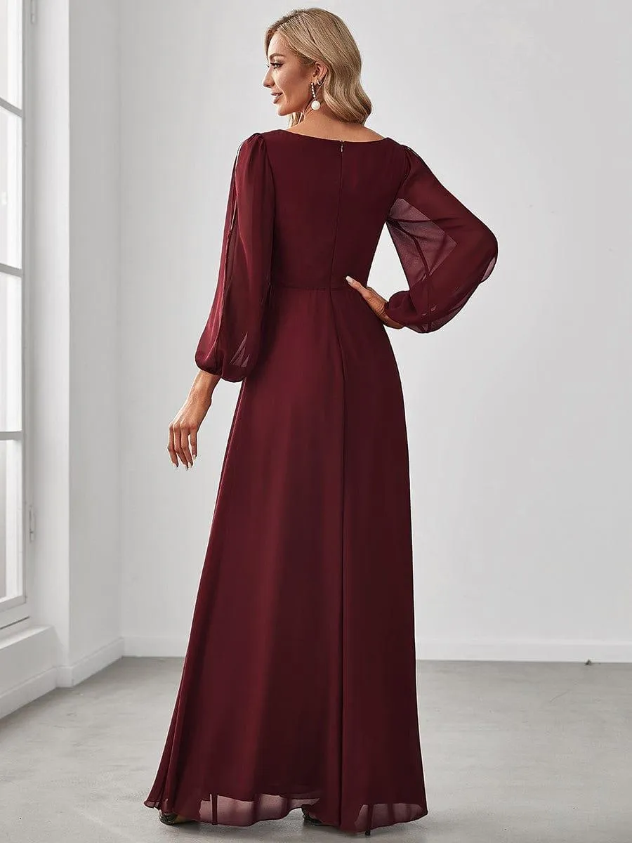 Robe de soirée longue et élégante avec manches lanternes