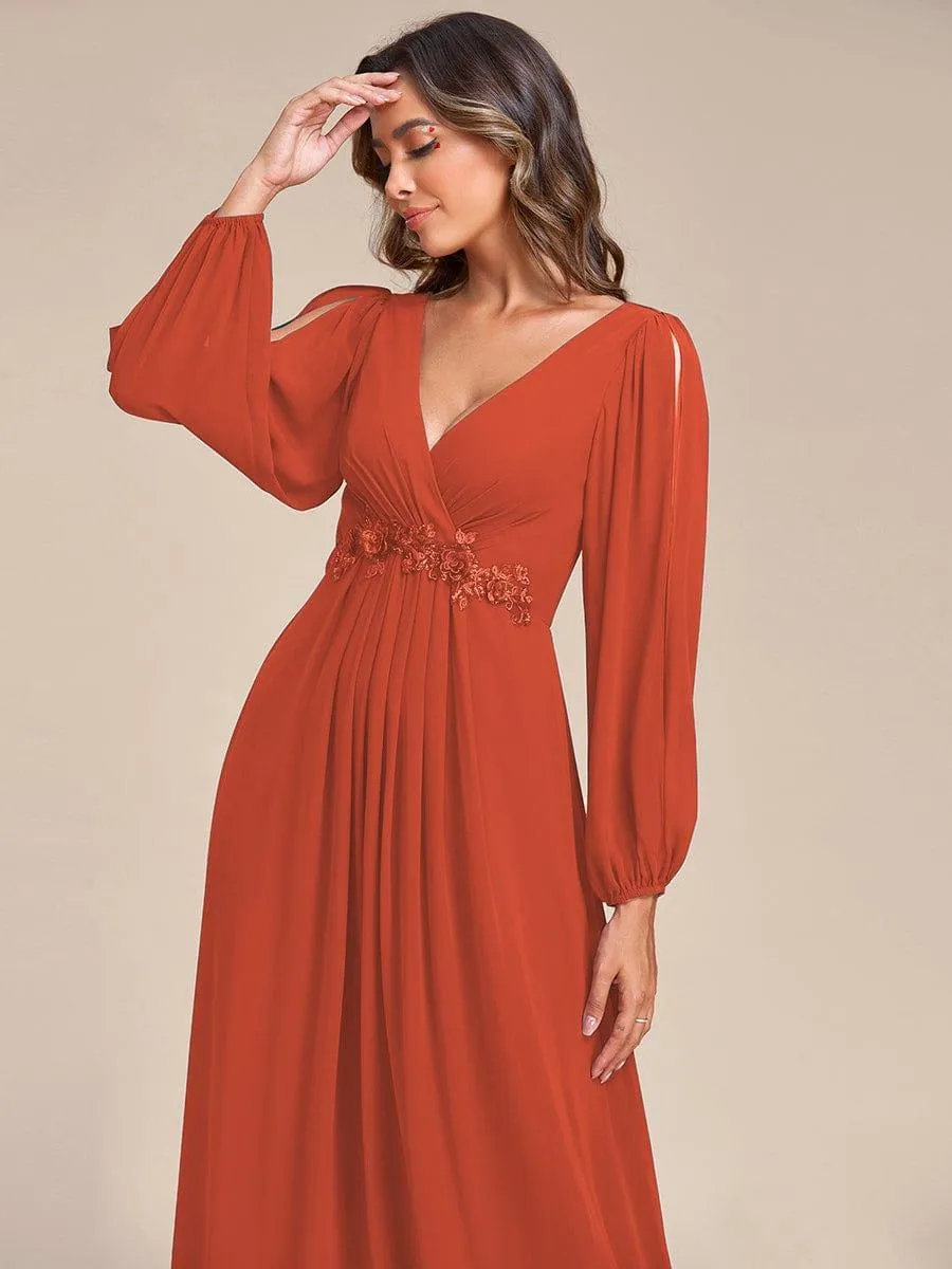 Robe de soirée longue et élégante avec manches lanternes