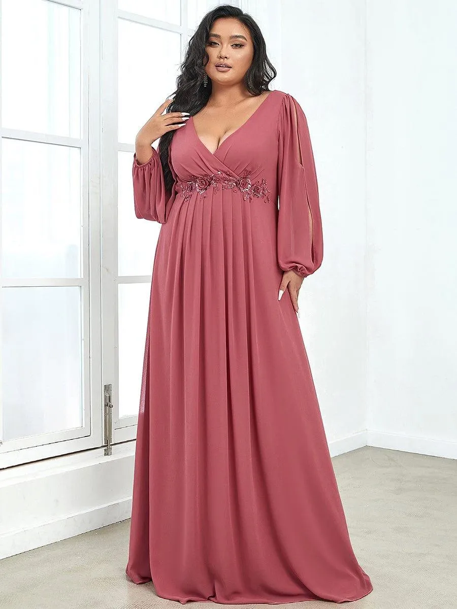 Robe de soirée longue et élégante avec manches lanternes