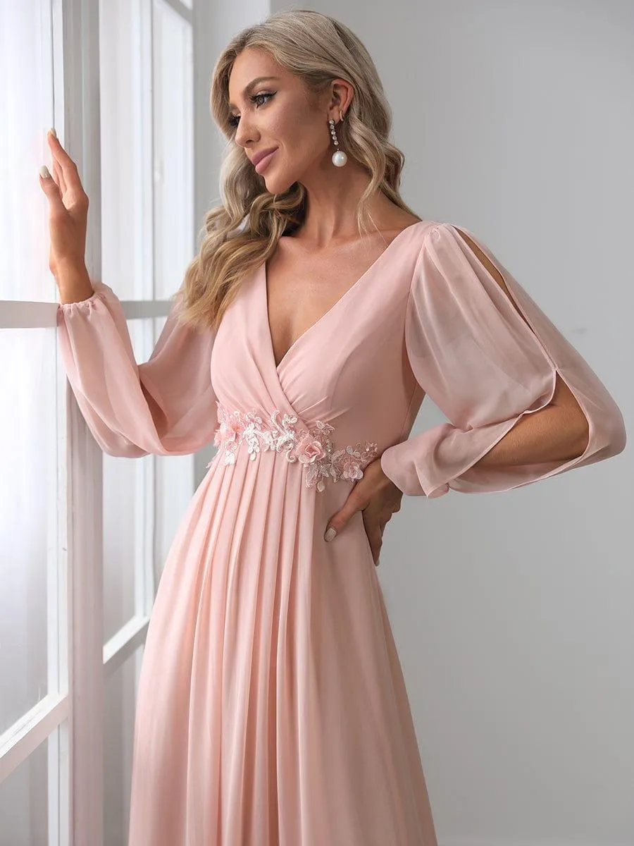 Robe de soirée longue et élégante avec manches lanternes