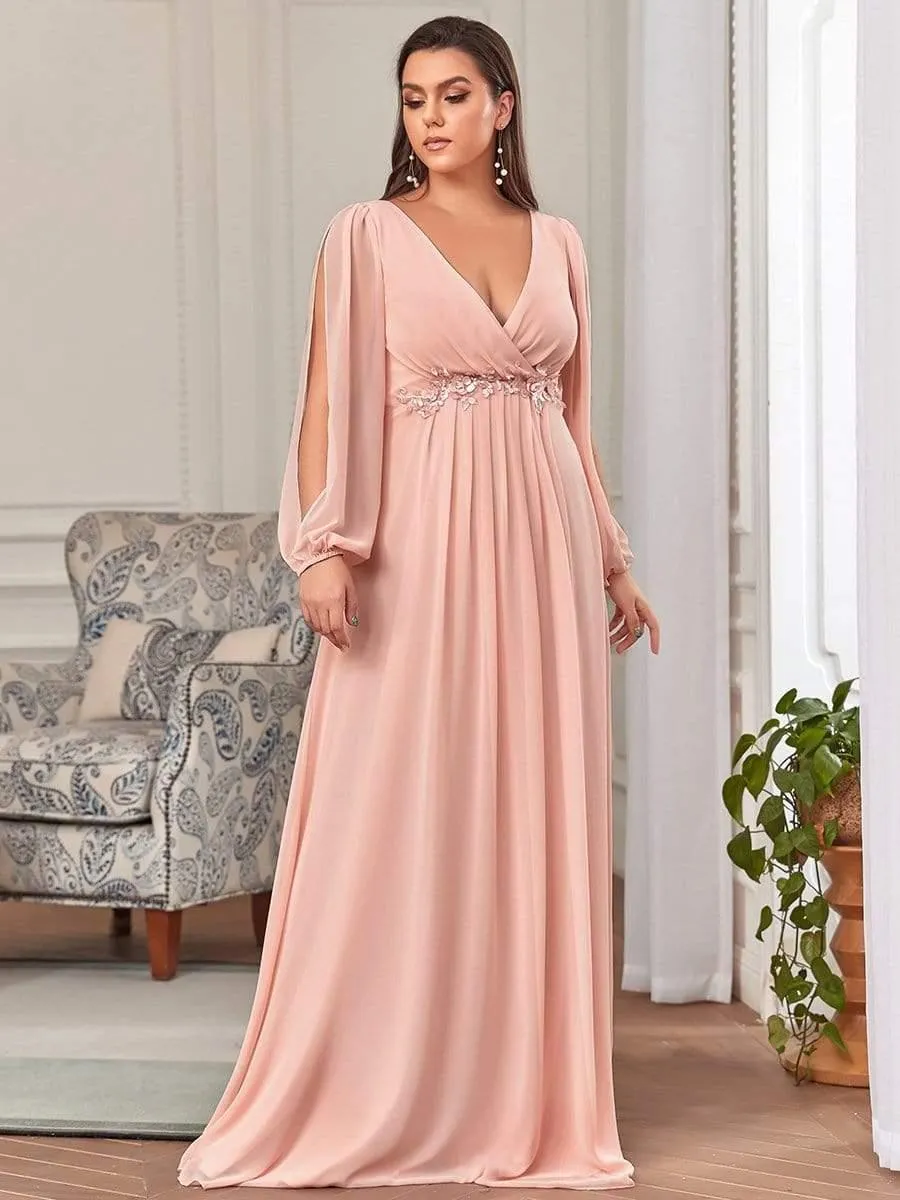 Robe de soirée longue et élégante avec manches lanternes