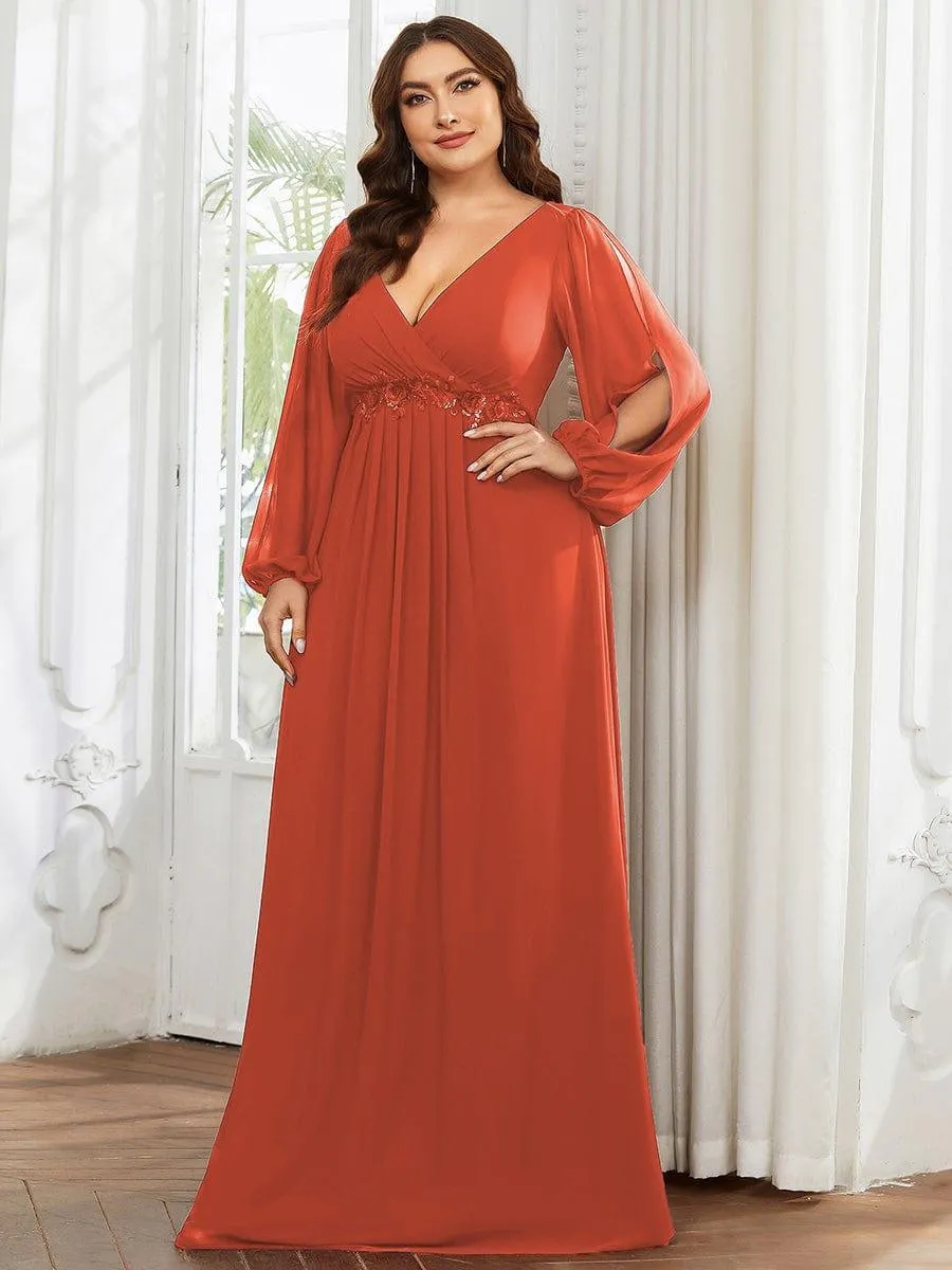 Robe de soirée longue et élégante avec manches lanternes