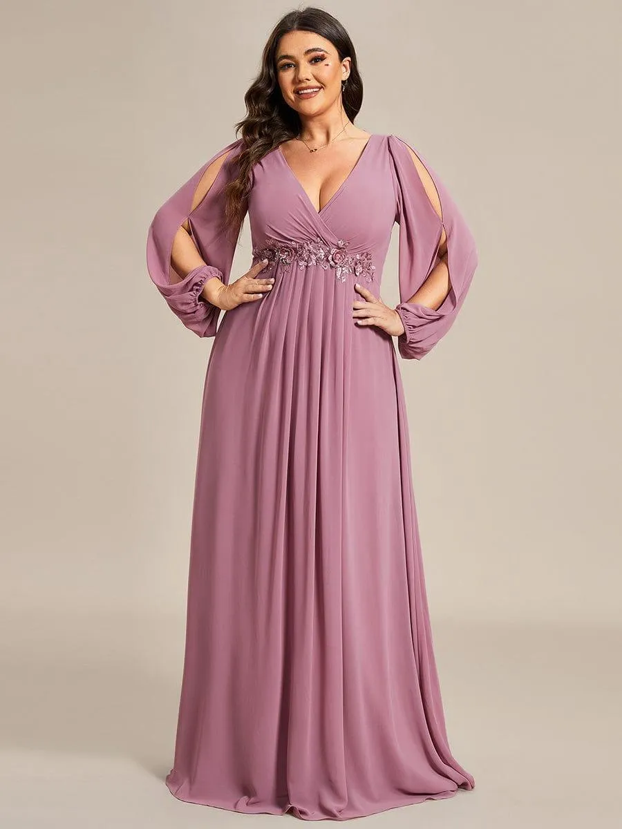 Robe de soirée longue et élégante avec manches lanternes