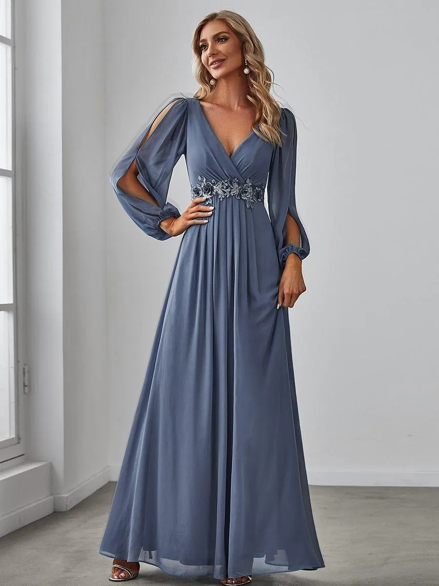 Robe de soirée longue et élégante avec manches lanternes