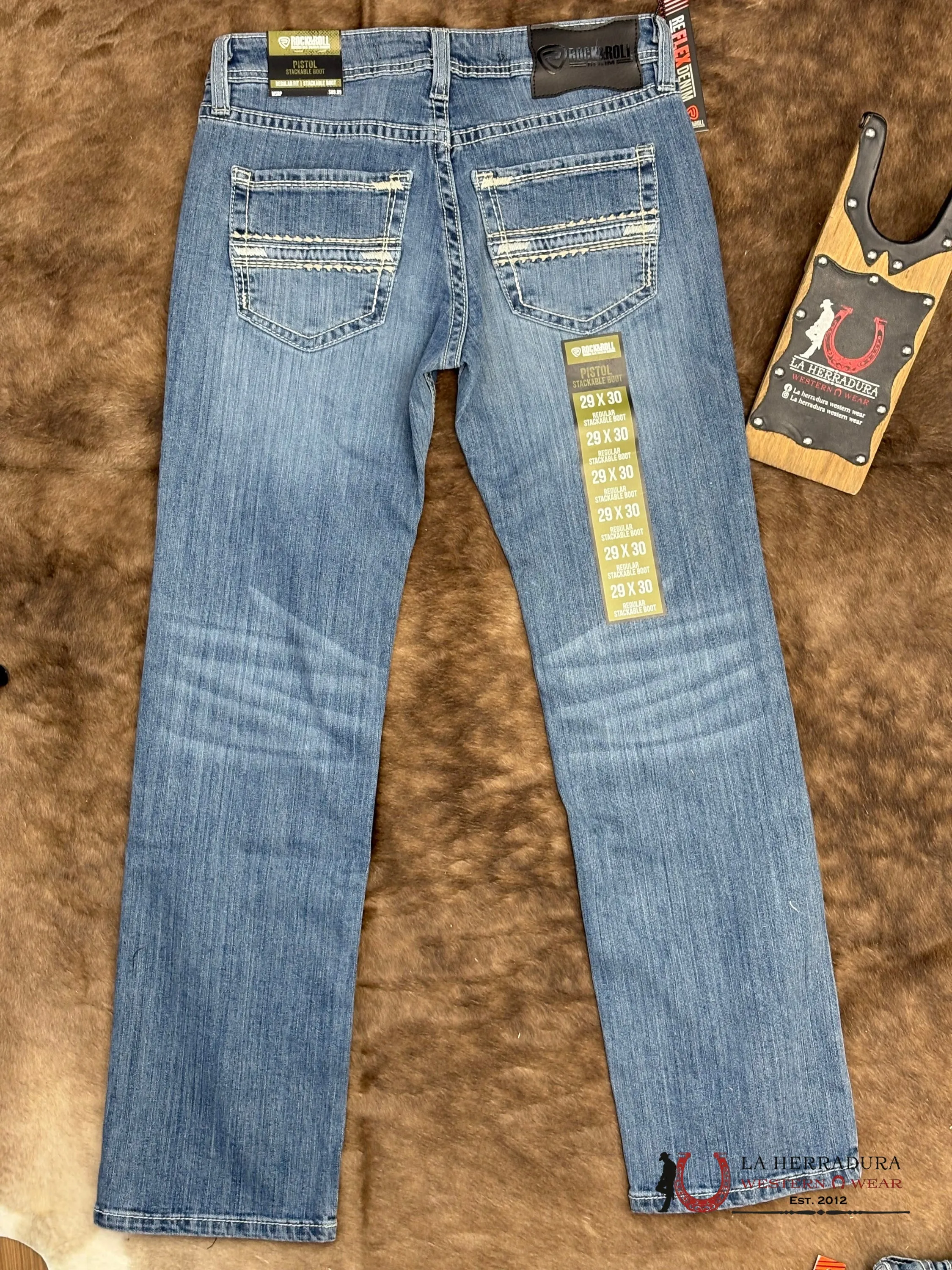 ROCK&ROLL Pistol Stackable Medium Vintage Boot Jeans-6127