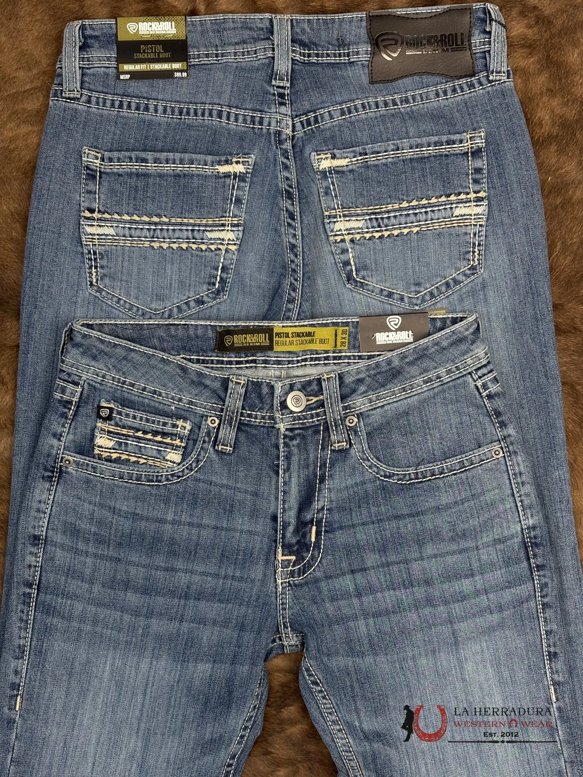 ROCK&ROLL Pistol Stackable Medium Vintage Boot Jeans-6127