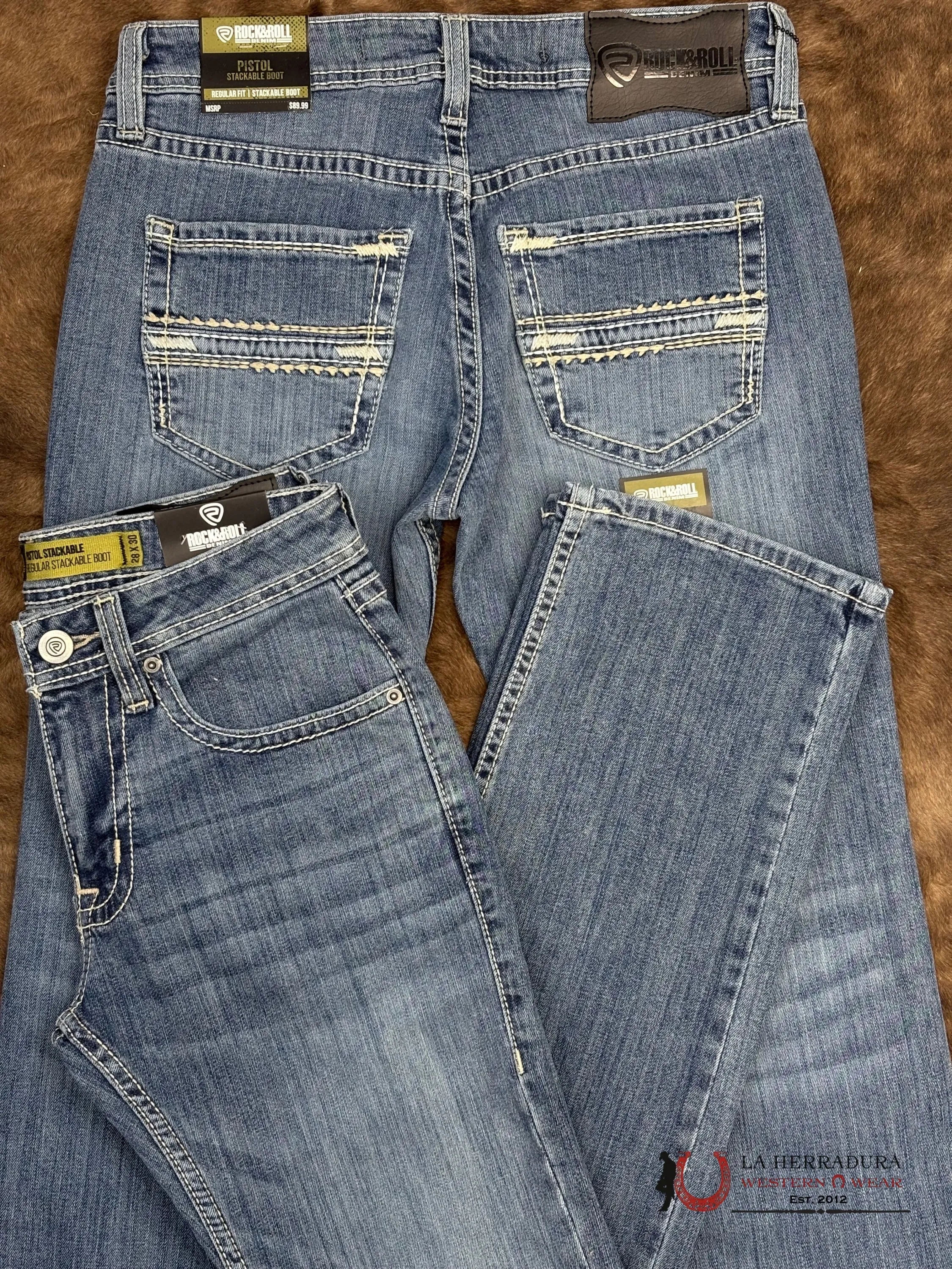 ROCK&ROLL Pistol Stackable Medium Vintage Boot Jeans-6127
