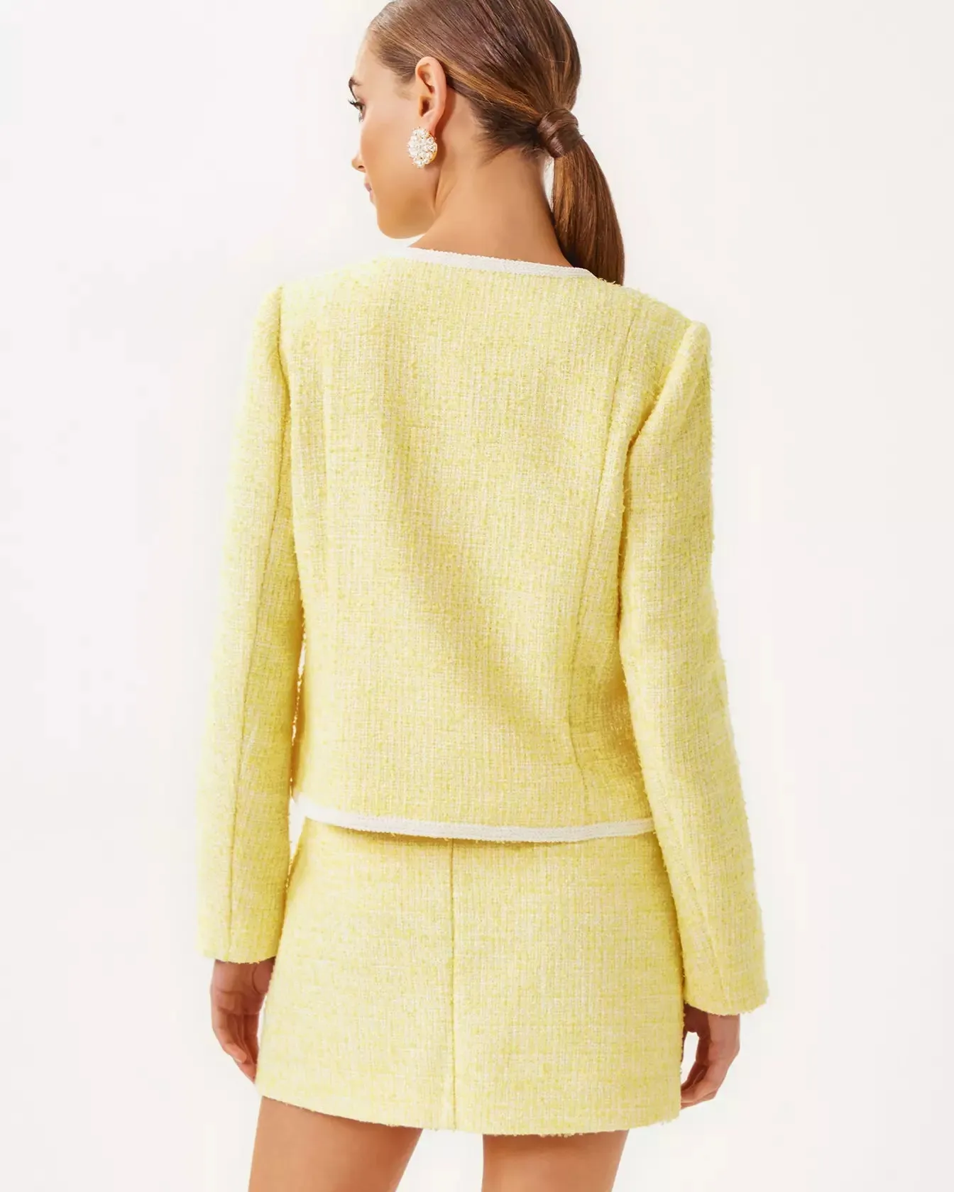 Rohana Boucle Jacket -  Finch Yellow Chic Chick