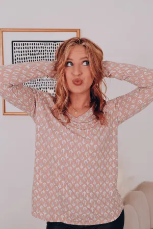 Rosa Cactus Print Top - Mocha
