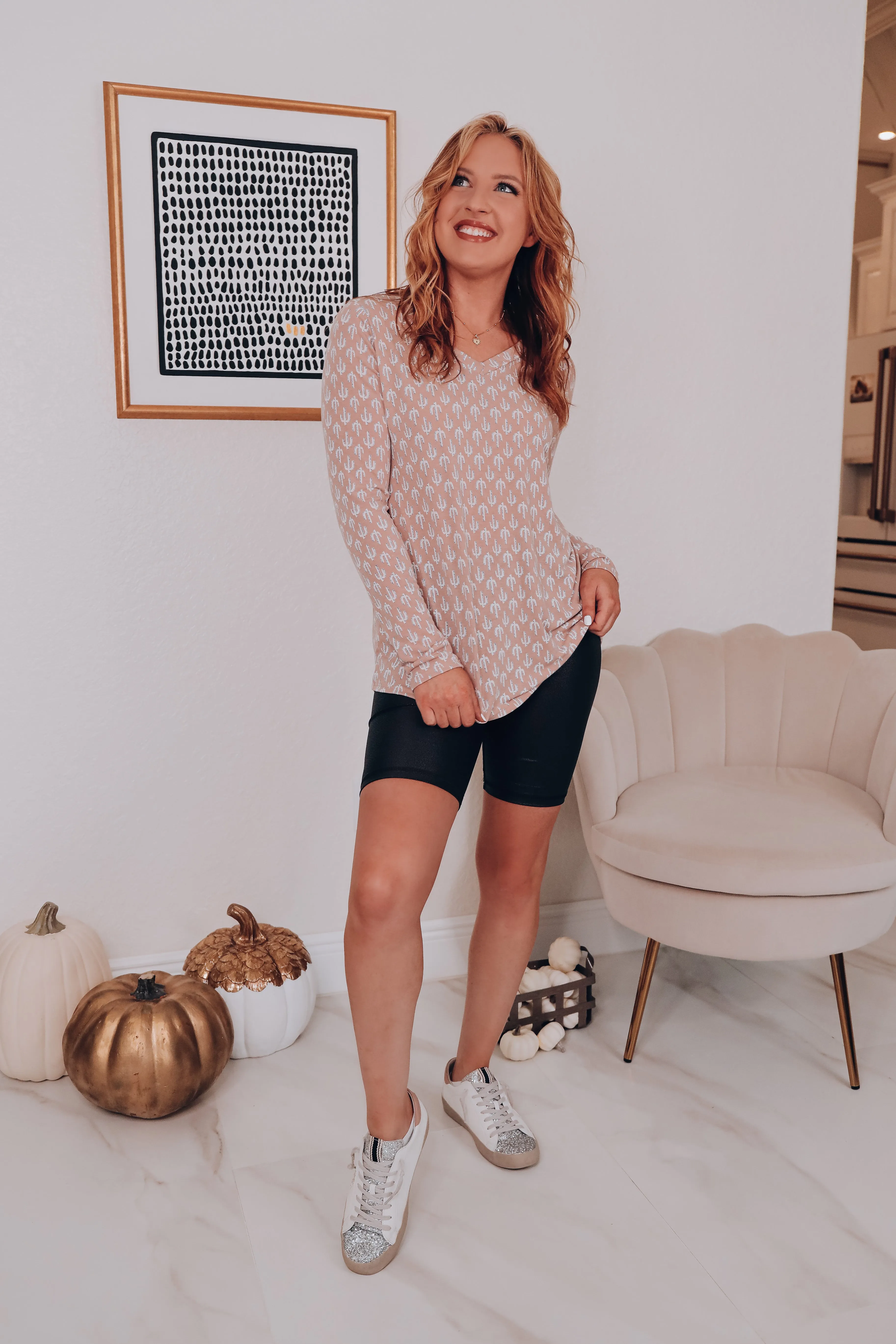 Rosa Cactus Print Top - Mocha