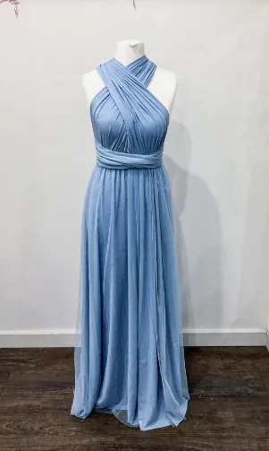 Roycebridal Simple Multiway Infinity Dusty Blue Bridesmaid Dress for Weddings