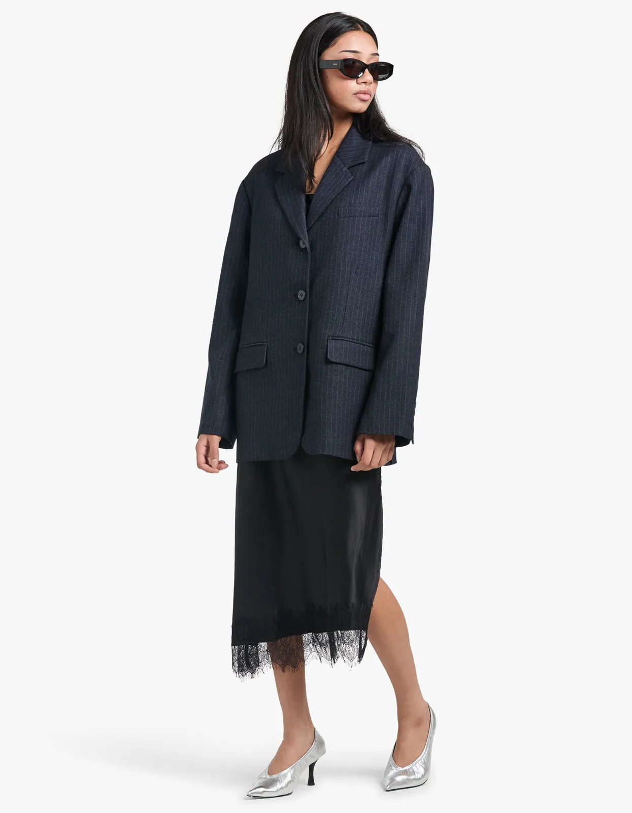 Rylann Blazer - Navy Pinstripe