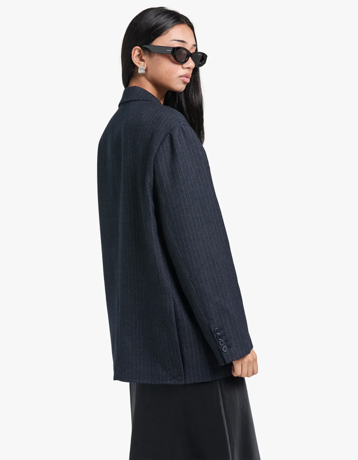 Rylann Blazer - Navy Pinstripe