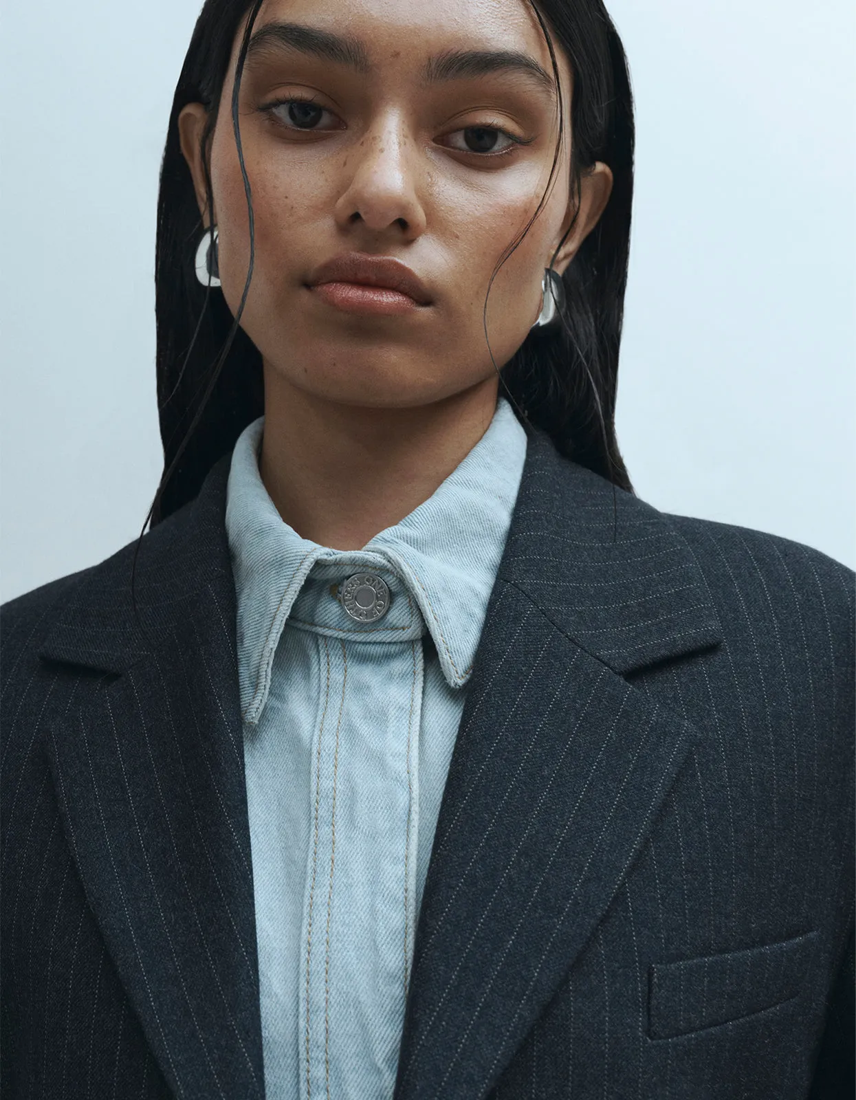 Rylann Blazer - Navy Pinstripe