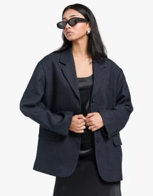 Rylann Blazer - Navy Pinstripe