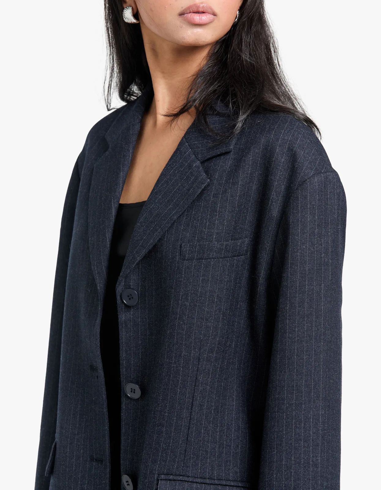 Rylann Blazer - Navy Pinstripe