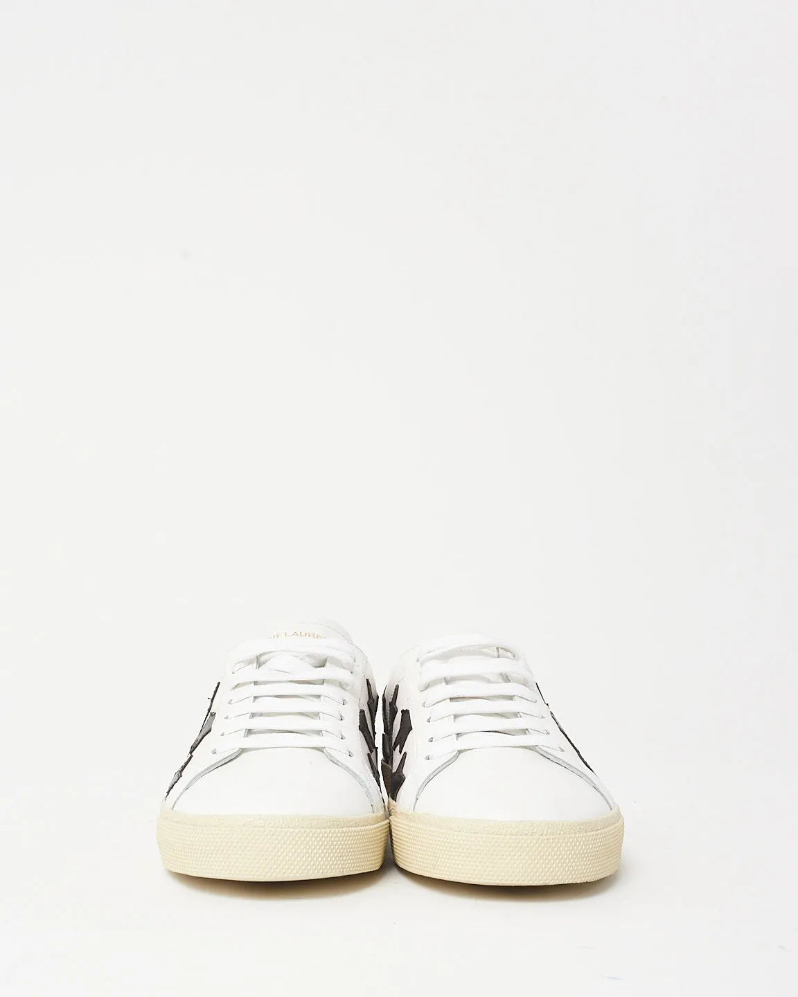 Saint Laurent White & Black Leather Star Court Sneakers - 38