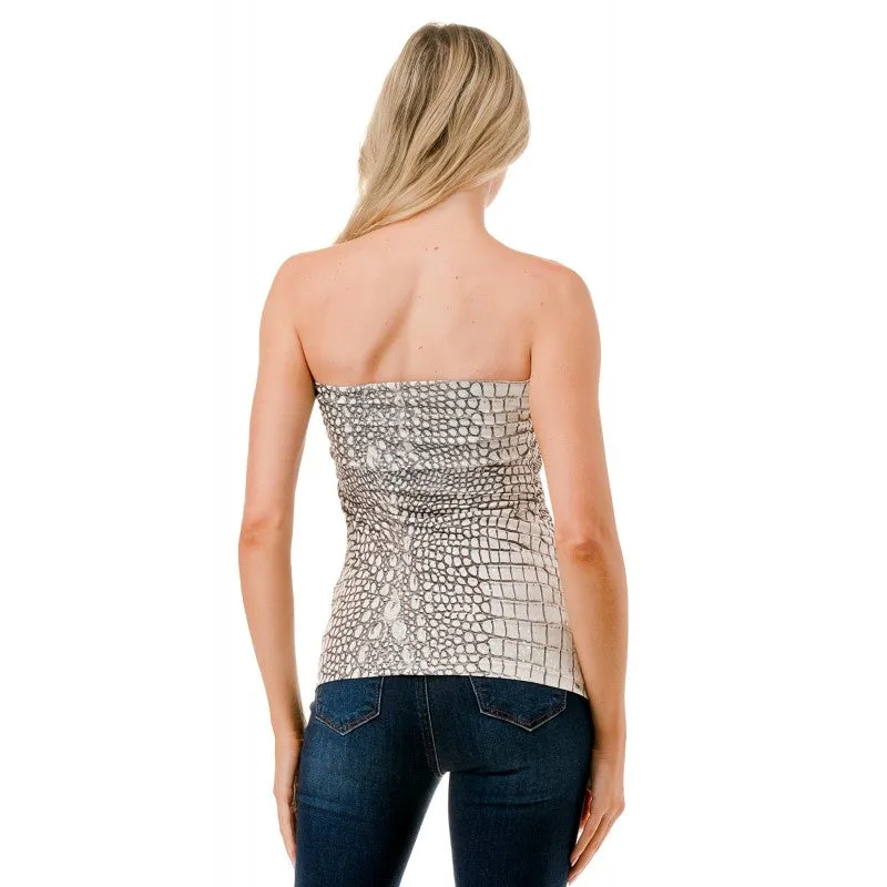 Sequin Alligator Print - Tube Top