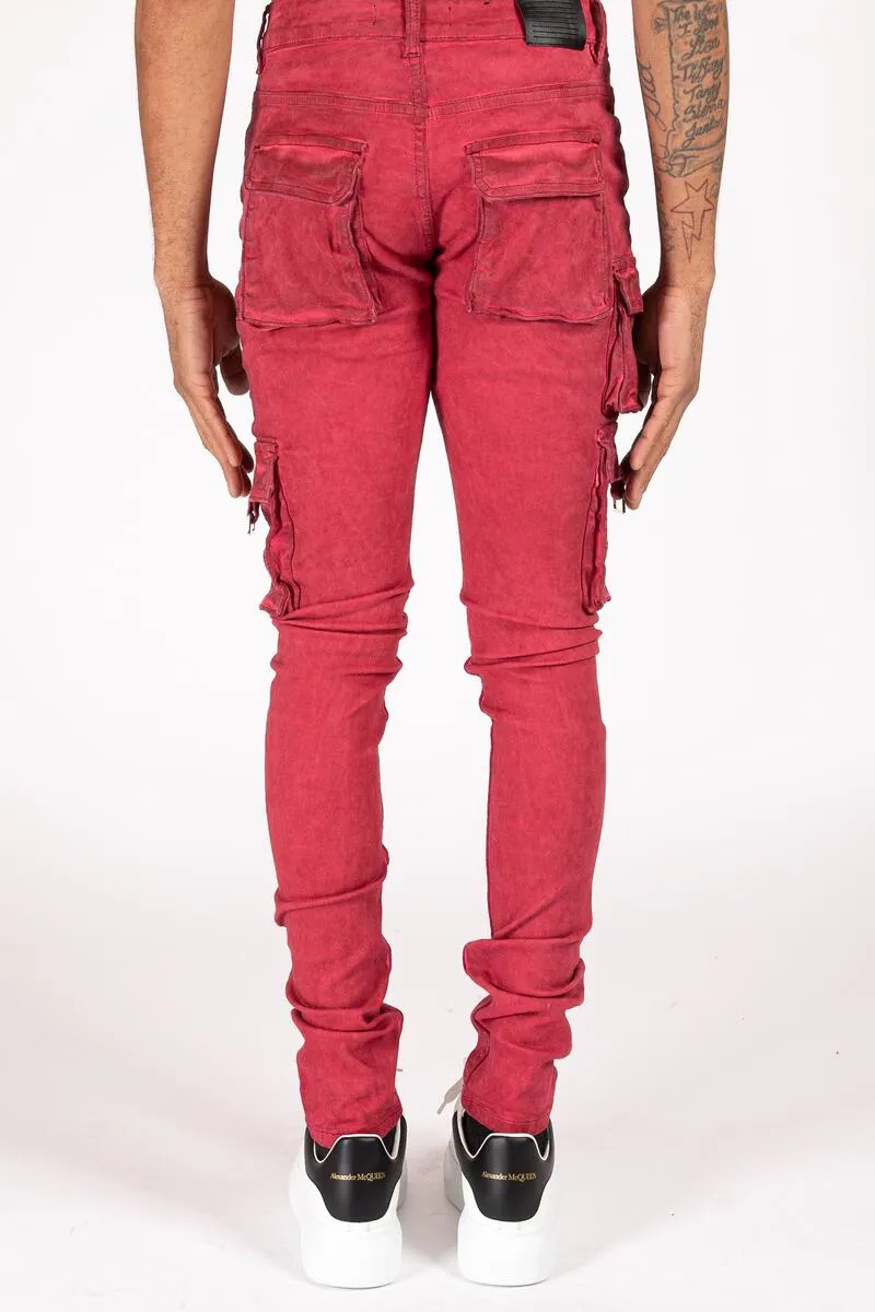Serenede Storm Cargo Jeans (BURGUNDY)