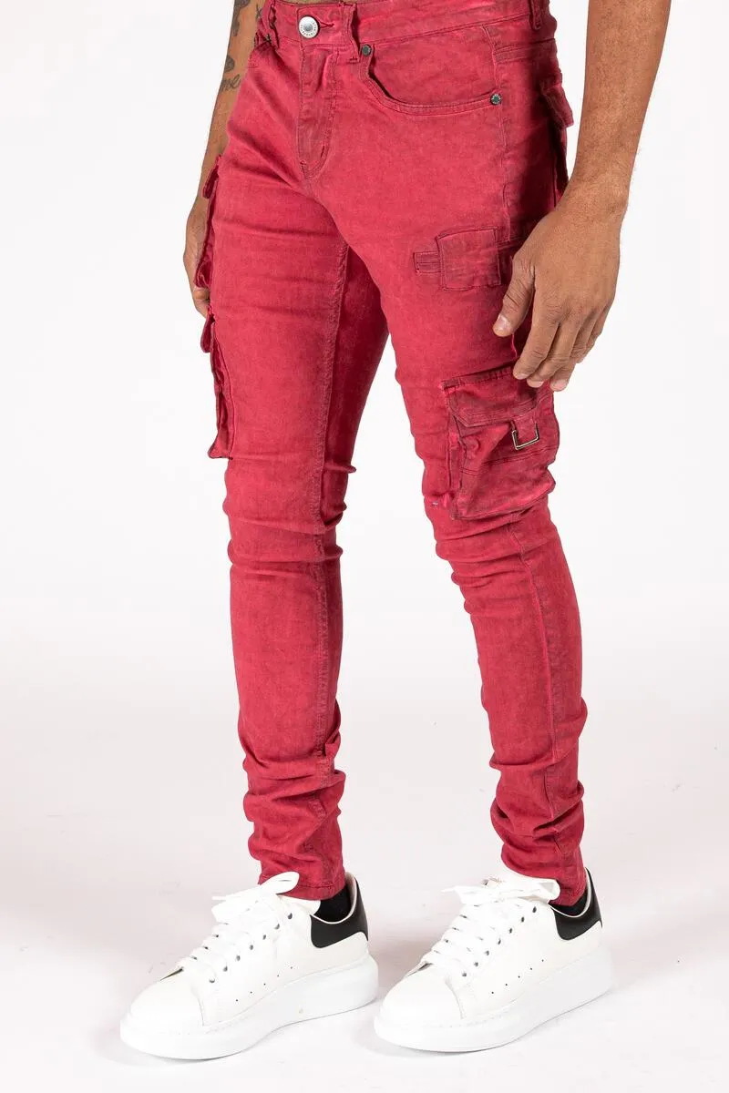Serenede Storm Cargo Jeans (BURGUNDY)