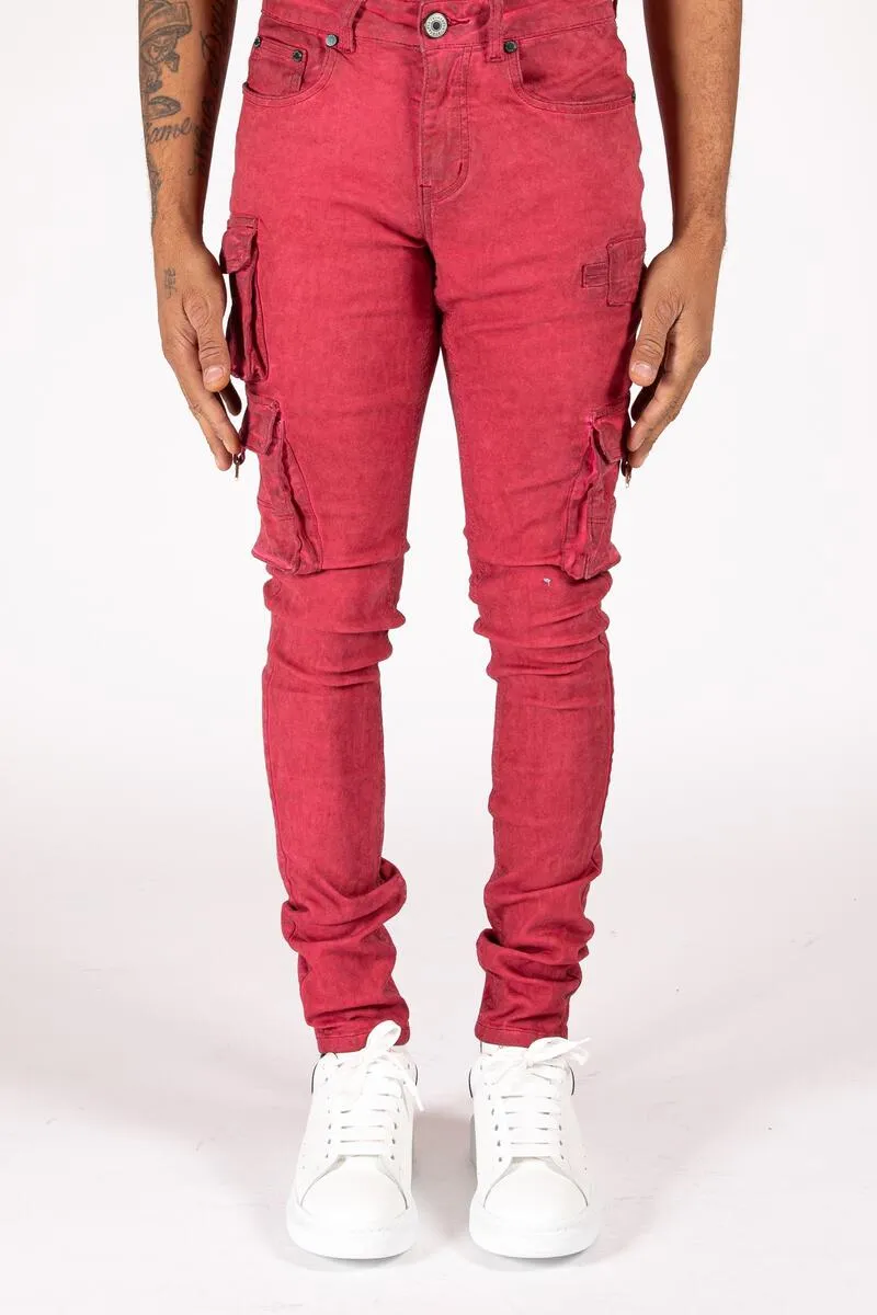 Serenede Storm Cargo Jeans (BURGUNDY)