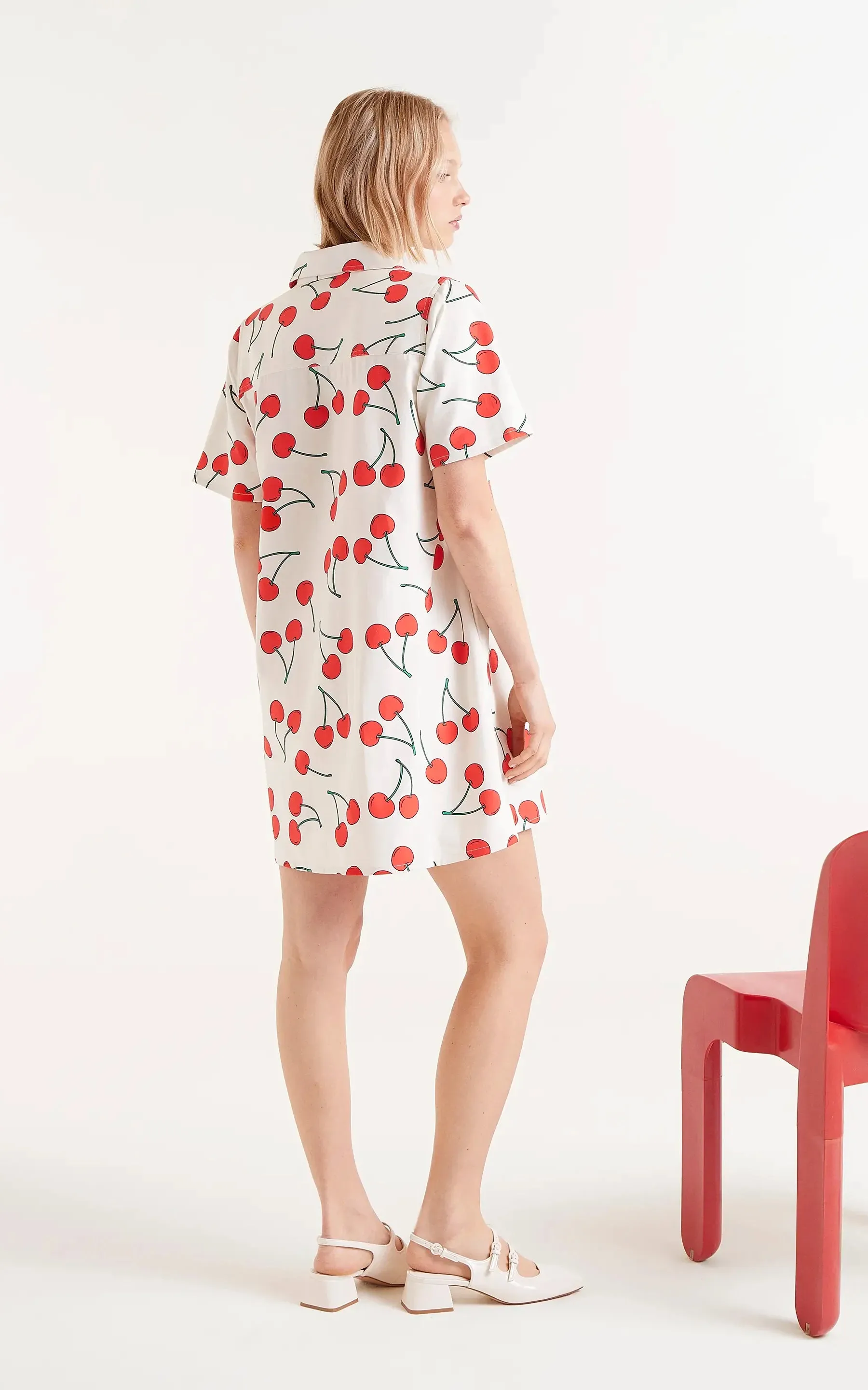 Short Cherry Print Dress