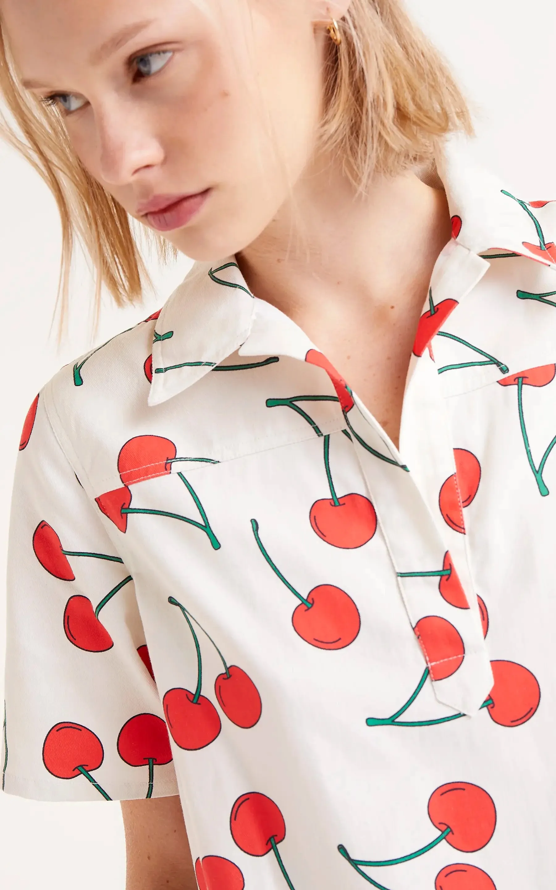 Short Cherry Print Dress