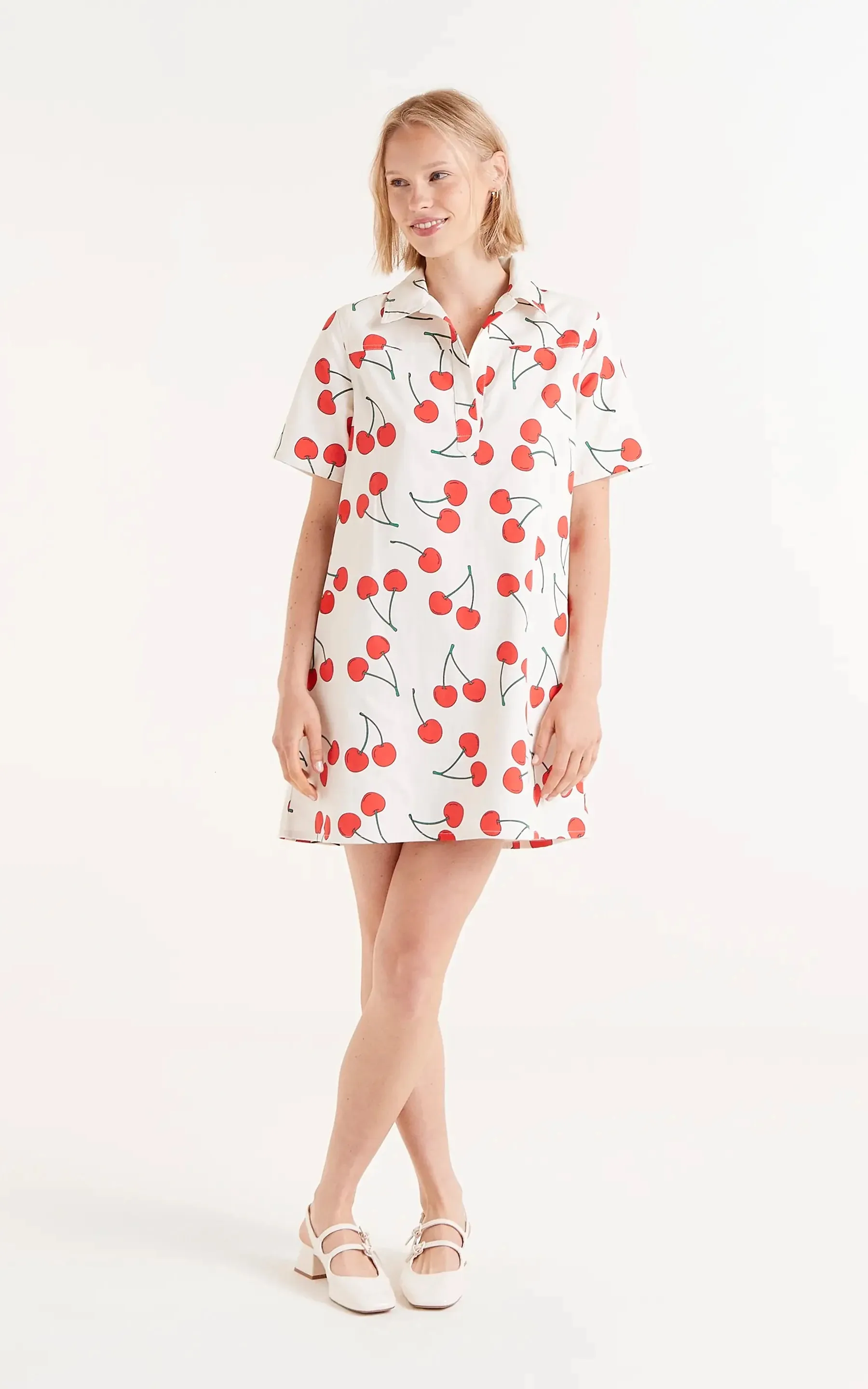 Short Cherry Print Dress