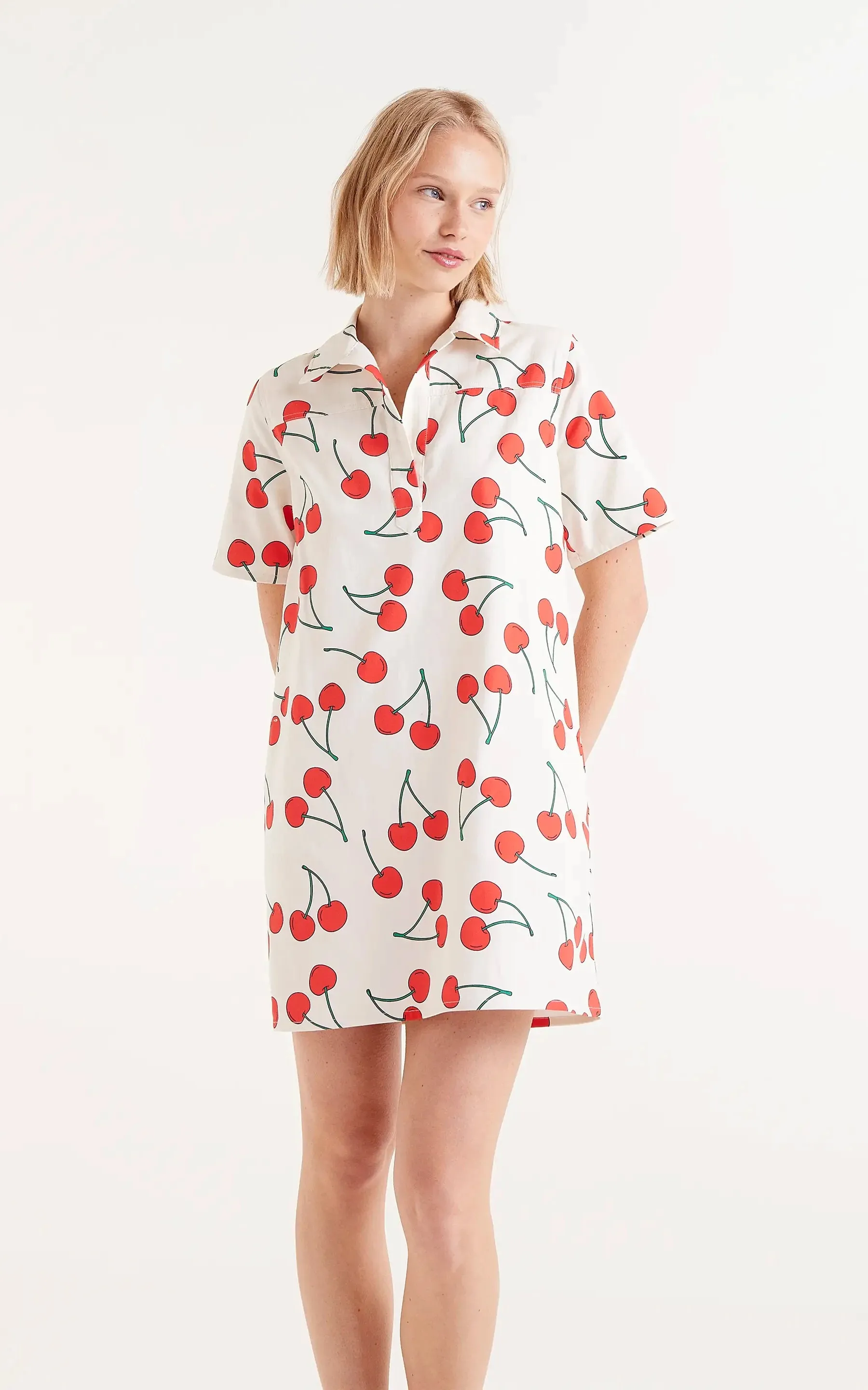 Short Cherry Print Dress