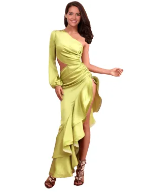 Show off Green Lime Ruffle Dress