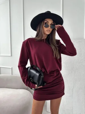 Side Red Ruched Dress