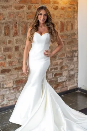 Simple Satin Mermaid Wedding Gown Vestido de casamento
