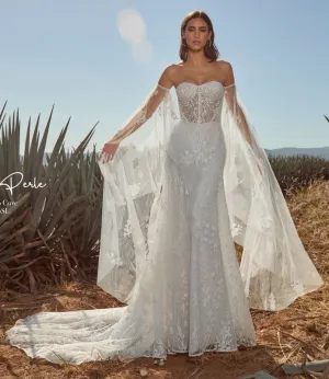 Size 12 La Perle LP2446 Cove Ivory Gown