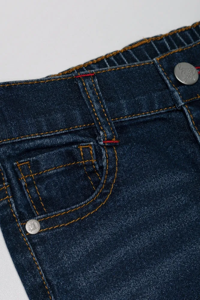 Skinny Denim Jeans With Hair Tie Blue And Red