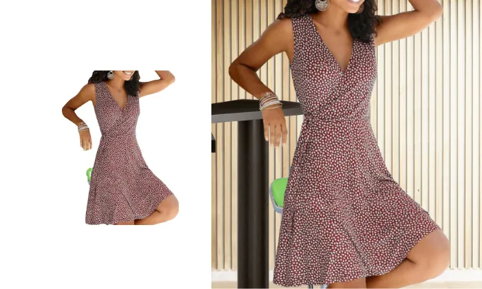 Slim-fit Printed Lace-up Sleeveless Dress