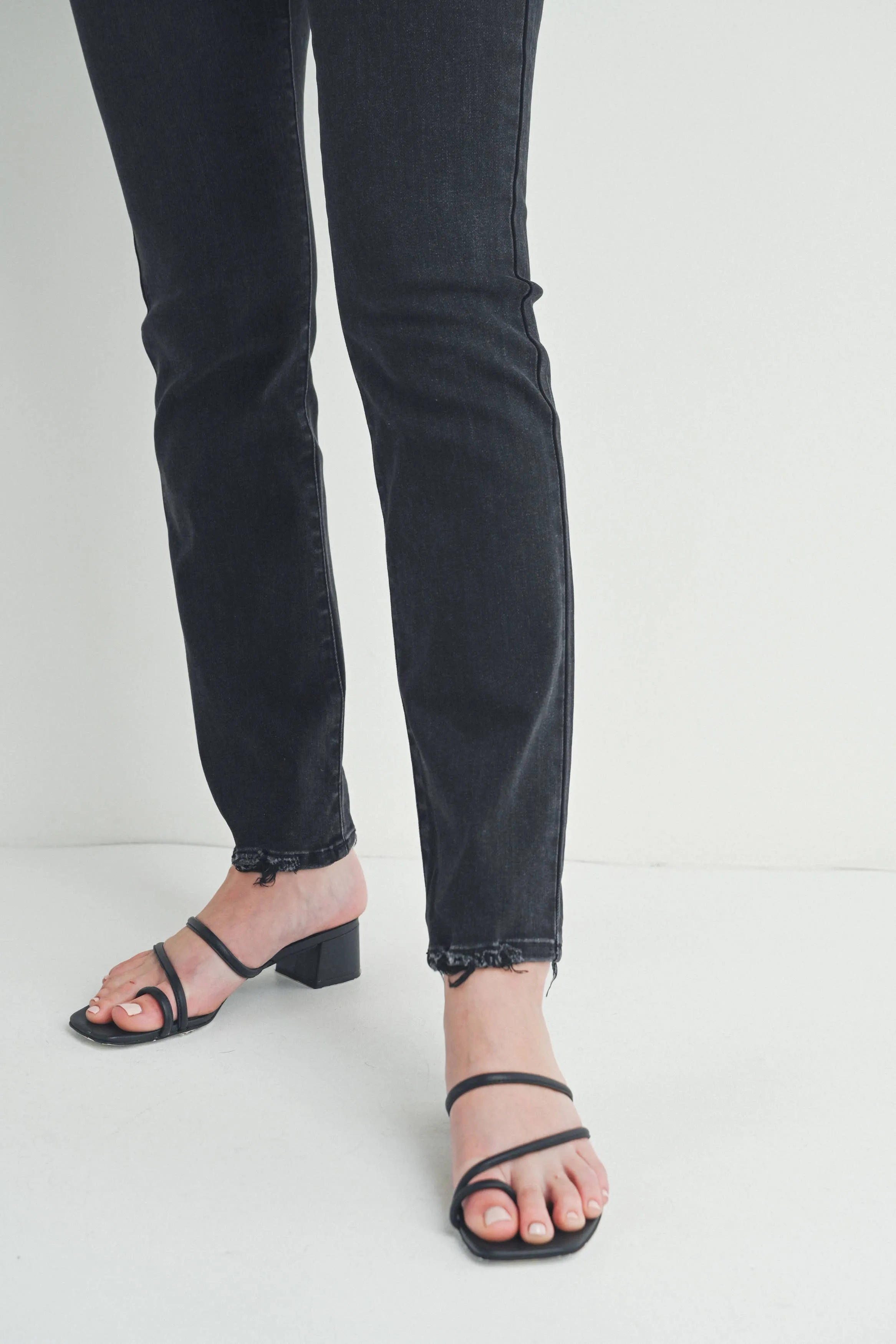 Slim Straight Longer Length Black Denim Jeans