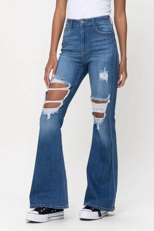 Slim SUPER flare jeans with a high rise