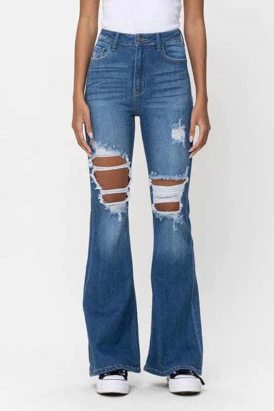 Slim SUPER flare jeans with a high rise