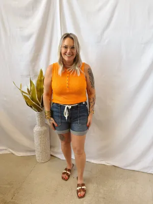 Snap Button Tank-Sun Orange