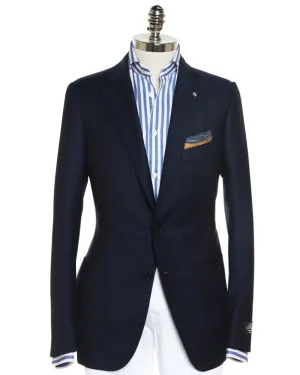 Solid Navy Wool Textured Sportcoat