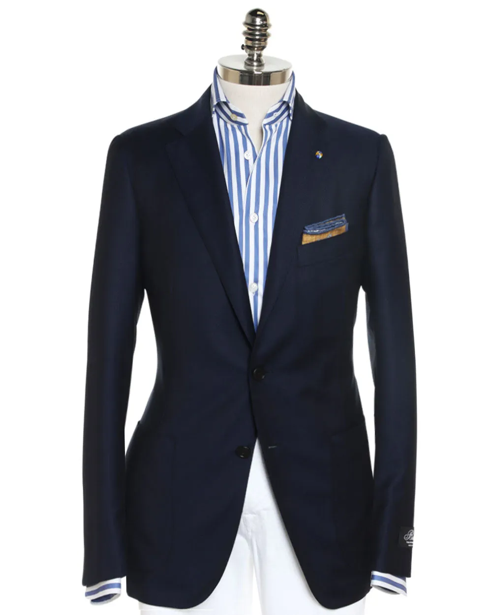 Solid Navy Wool Textured Sportcoat