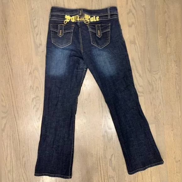 South Pole Y2K Lowrise Logo Flare Jeans Bellbottoms Logo On Butt size 13