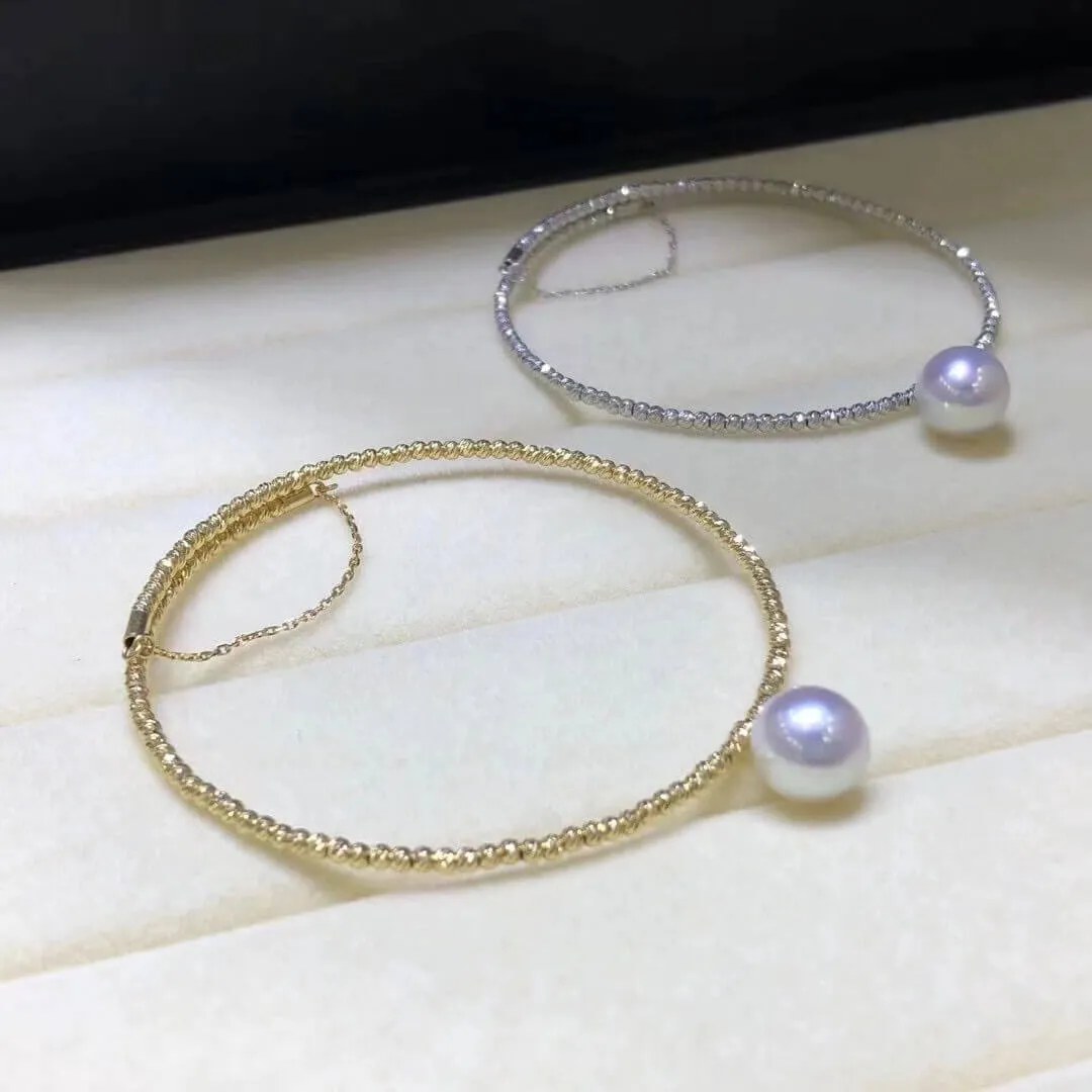 Statement 18K Yellow Gold & Silver Blue Akoya Link Bracelet