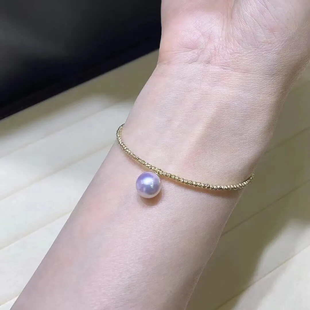 Statement 18K Yellow Gold & Silver Blue Akoya Link Bracelet