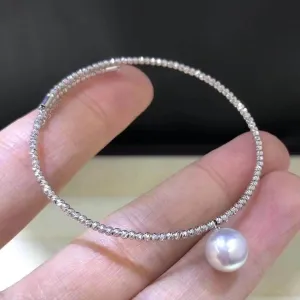 Statement 18K Yellow Gold & Silver Blue Akoya Link Bracelet