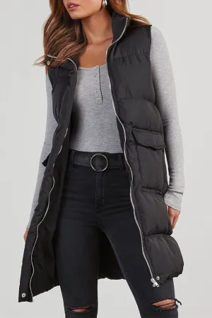 Stylish Warmth: Solid Color Pocketed Vest Coat
