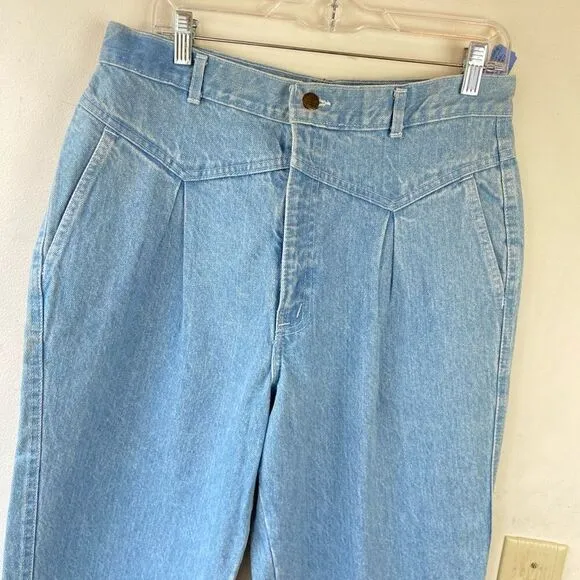 Sunset Blues Vintage Deadstock High Rise Pleated Western Light Wash Mom Jeans