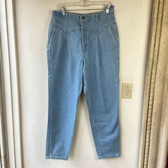 Sunset Blues Vintage Deadstock High Rise Pleated Western Light Wash Mom Jeans