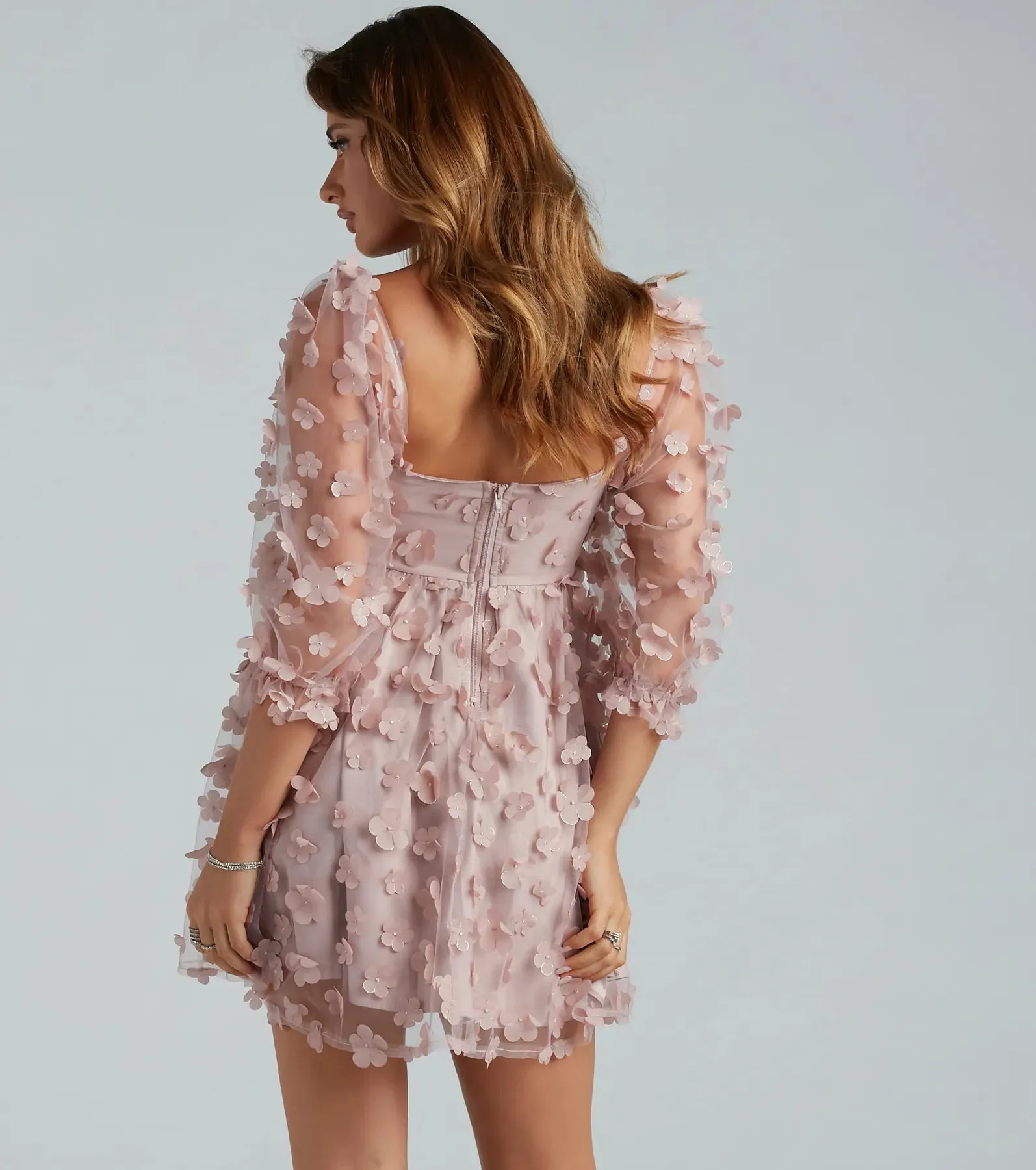 Sunshine Daisy Flower Mesh Skater Dress